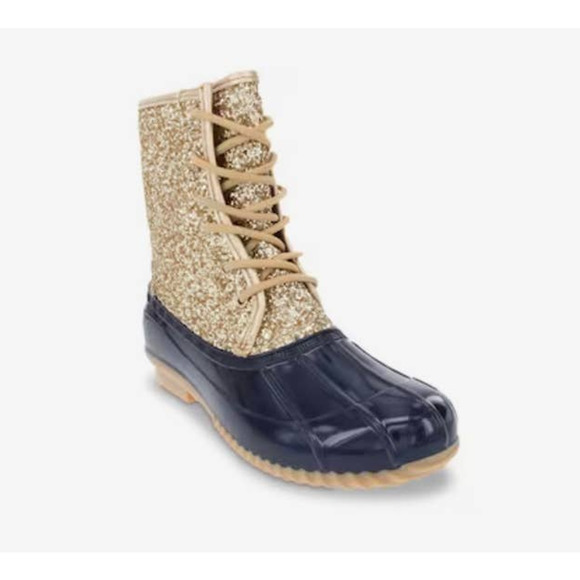 New! Sugar Women’s Skylar 2 Duck Boot navy/gold glitter 7M‎ like L.L.bean - Picture 1 of 6